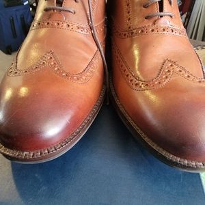 Cole Haan Mens Wayne Dress Shoes Oxford British Tan Wingtip C30687 Size 11New